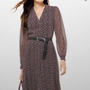 Michael Kors Tulip Pleated Chiffon Midi Dress